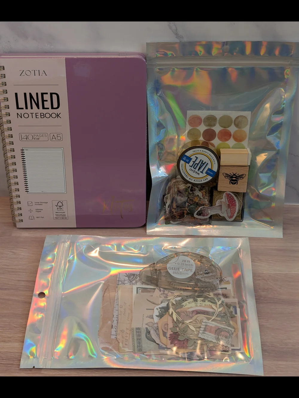 Vintage Scrapbooking / Junk Journal Starter Kit With Notebook, Stamps & More